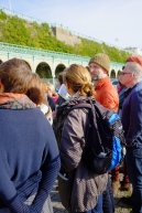 Building Green DIY Green Roof workshop crew hearing about the special green wall at Madeira Drive, Brighton